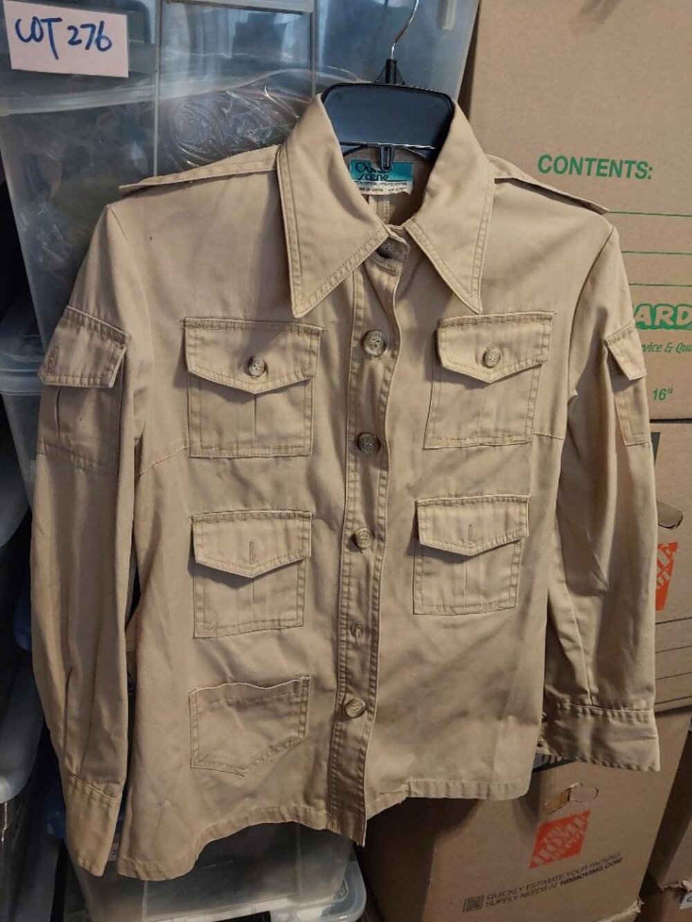 Vintage Utility Shirt Out Scene Button Down 7 Pockets Tan Size 7/8